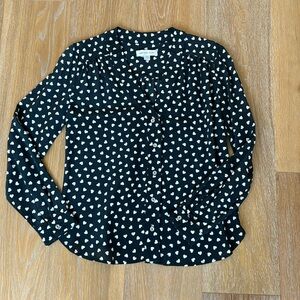 Amour Vert Kaya Washable Silk Long Sleeve Blouse with heart print